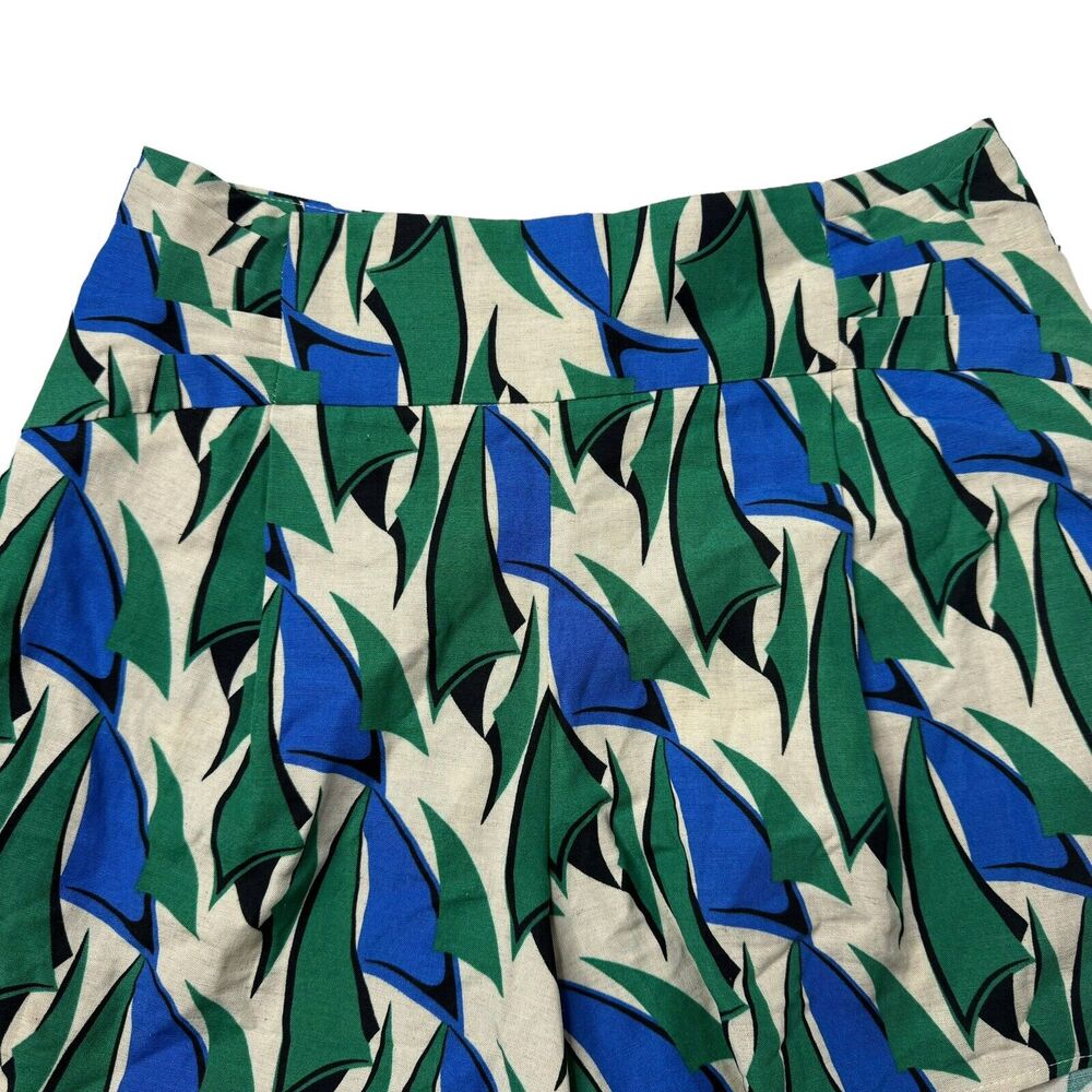 Zara Women XS High waisted linen Blend tan Green back Zip Casual Shorts New - Picture 3 of 6